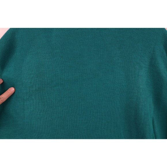 Vintage 90s Streetwear Mens Size 2XLT Blank Knit V-Neck Sweater Vest Teal USA - Picture 8 of 11